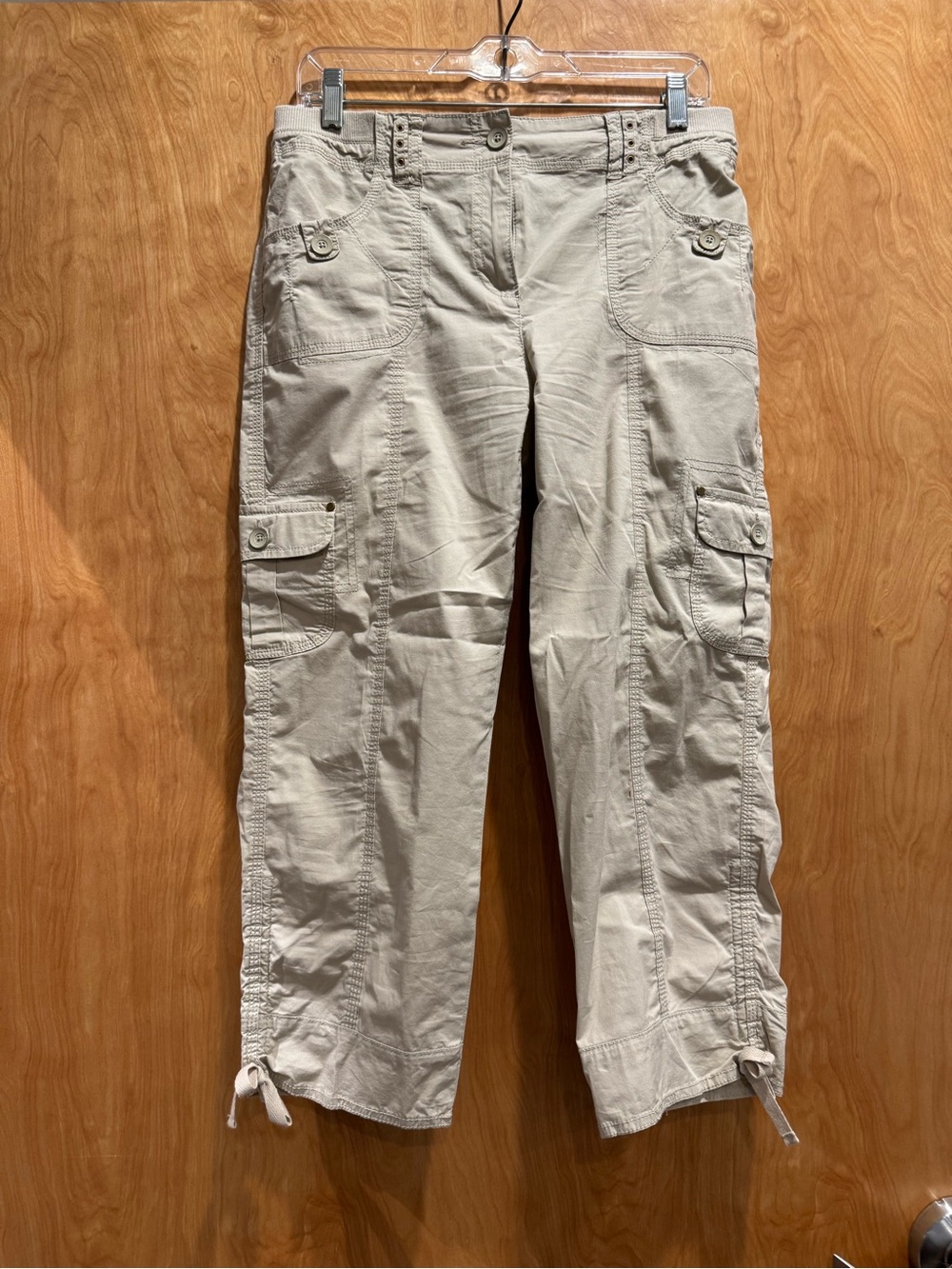 Chico's Light Beige Cargo Pants with Drawstring Hem